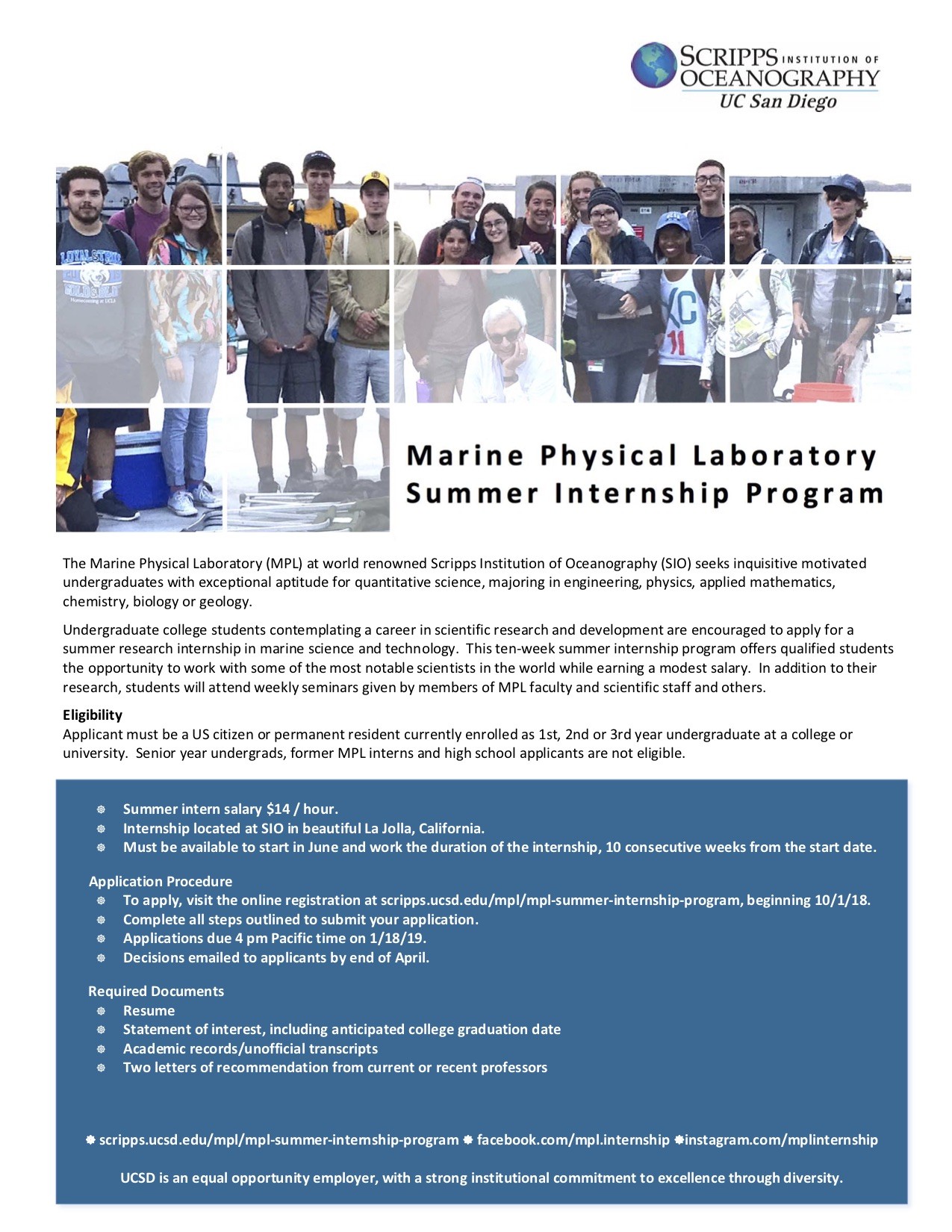 2019 Summer Internship at UCSD/Scripps Institution of Oceanography